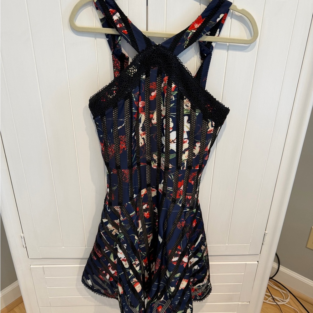 foxiedox Navy Floral Lace-Trim Chemise